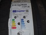 a close up of a tire with a sticker on it
