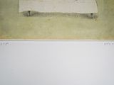 a picture of a drawing of a bed with a cat on it