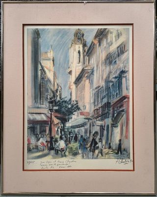 Paul CHARTON, lithographie représentant une scène de rue, n°…