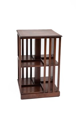 Petite bibliothèque tournante en acajou et marqueterie sur d… - Photo 1