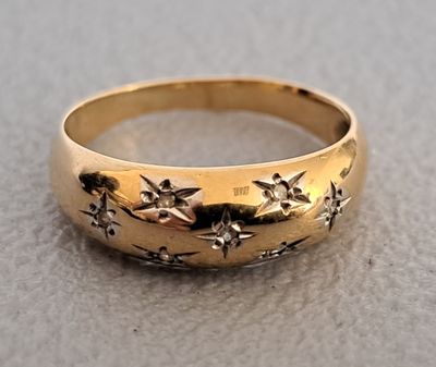 Bague à monture en or 18K 750 millièmes deux tons, ornée d'é… - Photo 1