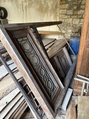 PORTE D'ENTRÉE DOUBLE avec linteau supérieur, en métal, verr…