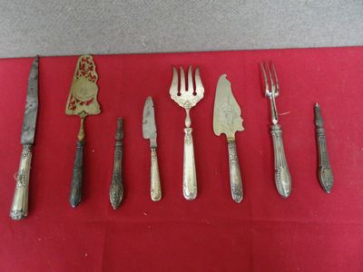 LOT 9 GRANDS couteaux A Fruits lame Argent Ou manches argent fourré
