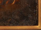 an oil painting of a man riding a horse in a field