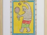 drawing of a man holding a tennis racquet on a tennis court