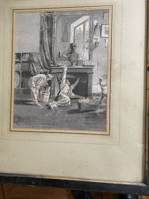 une photo d'une photo représentant un homme et une femme dans une pièce