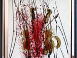 une photo d'un tableau représentant un violon et un violoniste