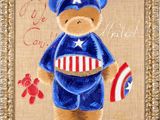 a painting of a teddy bear dressed in a captain costume