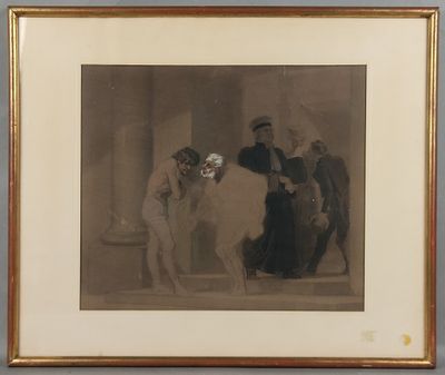 Ecole française XIXème. 'Scène de tribunal', Etude sur papie…