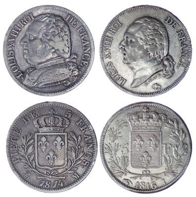 quatre pièces d'argent sur lesquelles figurent l'effigie d'un homme et d'une femme