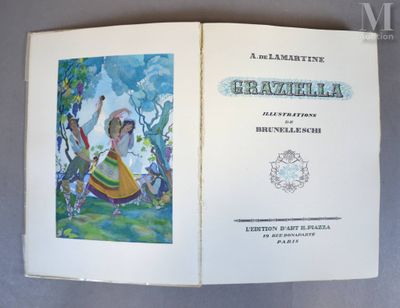 un livre ouvert sur lequel figure l'image d'une femme vêtue d'une robe colorée