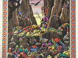 an illustration of a painting of a battle with a group of people