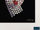 a picture of a heart made out of buttons on a black background