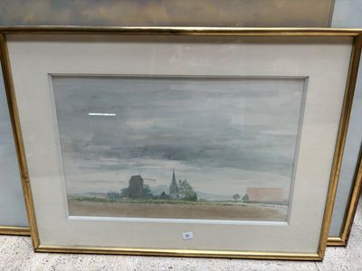 Adolphe Costenoble (1922-), Paysage au moulin et à l'église …