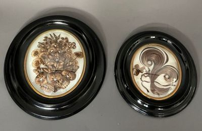 two black and white plates with a picture of a squirrel and a squirrel