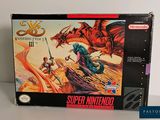une vieille boîte de jeu Nintendo sur laquelle figurent un dragon et un chevalier