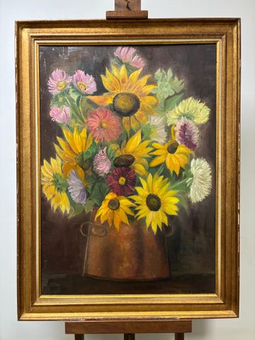 Michèle GRANET CASTETS (1934-2025) « Bouquet de fleurs ». Huile s