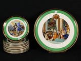 a lot of plates that are sitting on a table