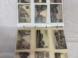 a lot of pictures of a train on display on a table