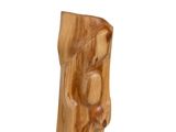 a wooden sculpture of a face on a white background