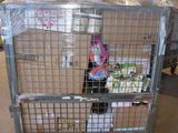 a large metal cart with a bunch of items in it
