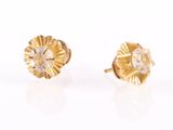 pair of yellow gold and diamond flower earrings