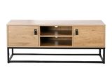 a close up of a tv stand with a shelf on top of it