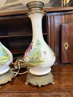 Paire de lampes style NII réservoir en porcelaine avec décor… (photo 3)