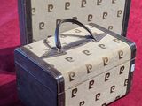 two suitcases that are sitting on a red carpet