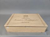 an image of a wooden box with a label on it