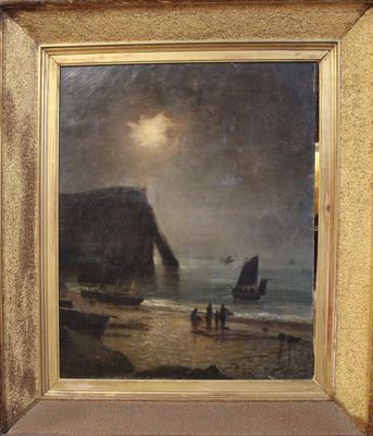 une image représentant un tableau montrant des personnes sur la plage, au bord de l'eau