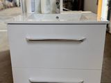 a picture of a white bathroom vanity with two drawers