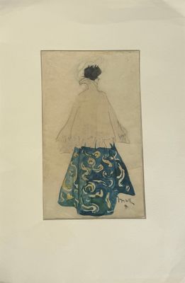 la photo d'une photo représentant une femme en jupe bleue