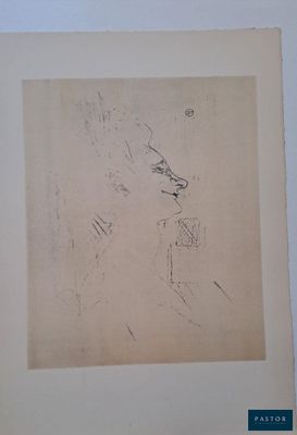 On voit le dessin du visage d'une femme dans un cadre blanc