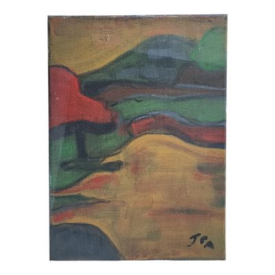une image représentant un tableau où l'on voit une personne avec un parapluie rouge
