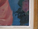 a picture of a painting of a woman with flowers on it