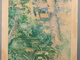 une image représentant un tableau où l'on voit une rivière et des arbres dans une forêt
