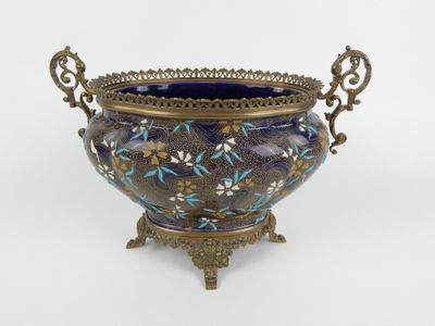 Céramique: JARDINIERE en faïence émaux cloisonnés GIEN marqu…