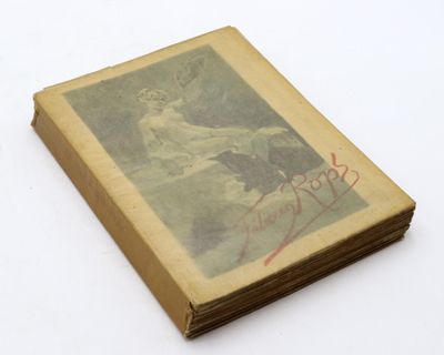 an old book with a picture of a woman on it