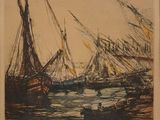 une photo d'un tableau représentant des bateaux sur l'eau