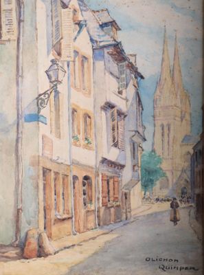 une image d'une peinture d'une rue d'une ville