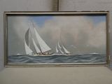 a picture of a painting of a sailboat in the water