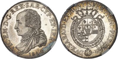 a silver coin with an image of a man in a crown on it