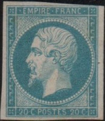 a blue stamp with a portrait of a man on it