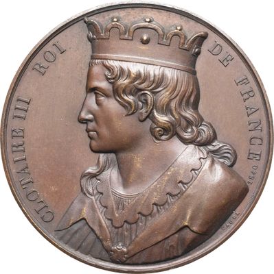 une image représentant une médaille de bronze à l'effigie d'un homme coiffé d'une couronne