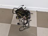 a black and white checkered floor with wires on it