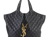 saint laurent black quilted leather tote bag