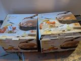 several boxes of food are stacked on top of each other on the floor