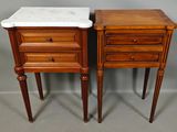 pair of marble top bedside tables