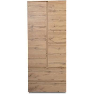 1 Armoire - IMAGE 7 - Décor chêne - 2 portes + 2 tiroirs - L…